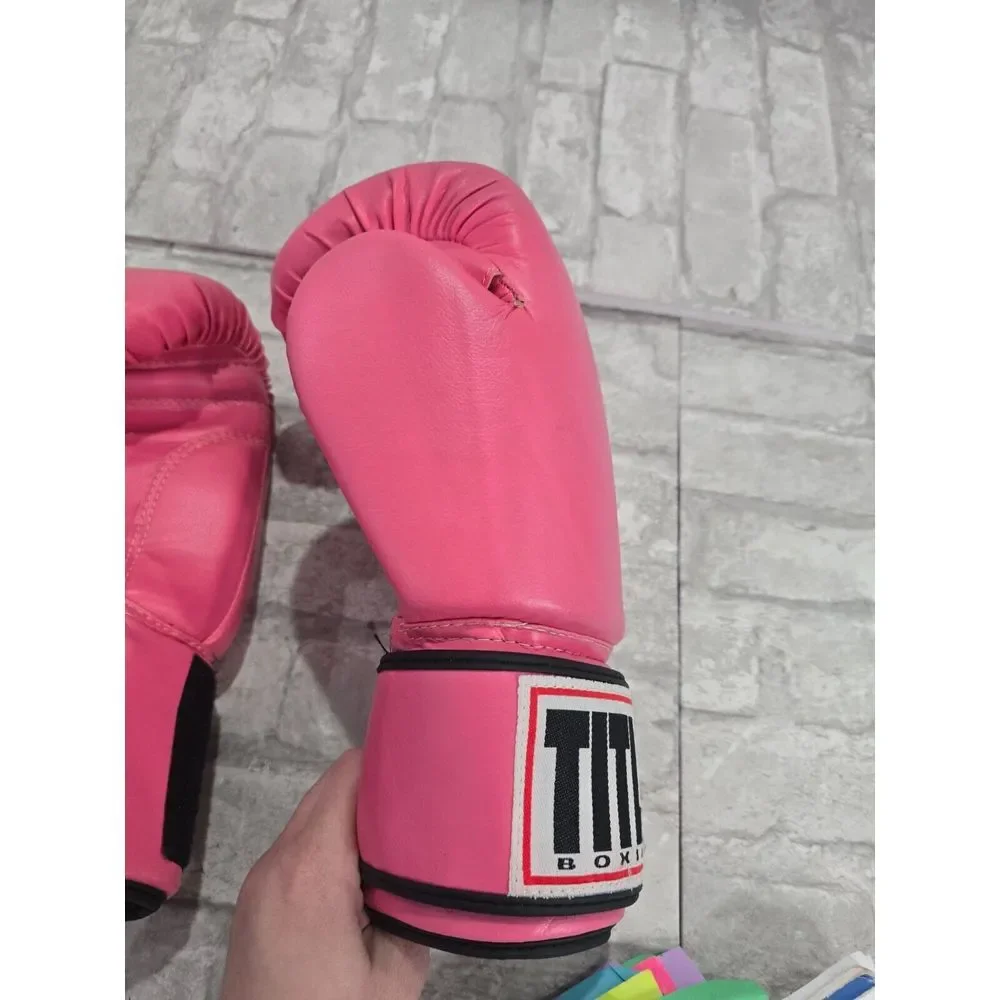 TITLE Club Boxing Pink Black‎ Leather Boxing MMA Gloves Excellent Clean